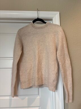 NAADAM Cream Double Collar Crewneck Cashmere Blend Sweater